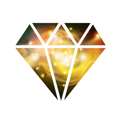 Wall Mural - diamond flat vector icon with space background inside