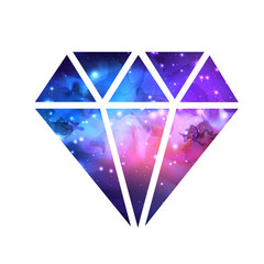 Wall Mural - Diamond flat vector icon with space background inside