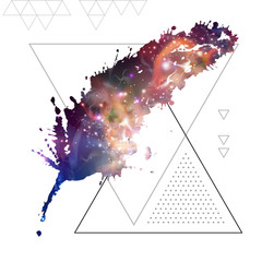 Wall Mural - feather flat vector icon with space background inside