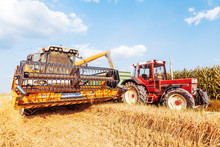 Combine Harvesters Agricultural Machinery. The Machine For Harvesting Grain Crops.