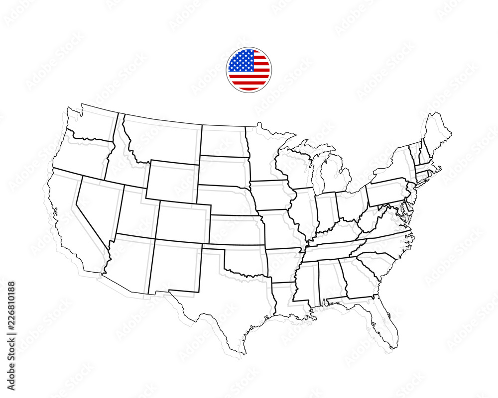 United States Of America Map. USA Vector. Black Stock Vector | Adobe Stock