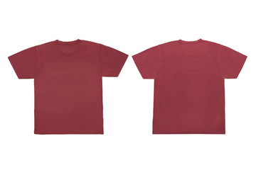 Wall Mural - Isolated  Blank Red  Front and Back T-Shirt Template For Mock-Up Graphic