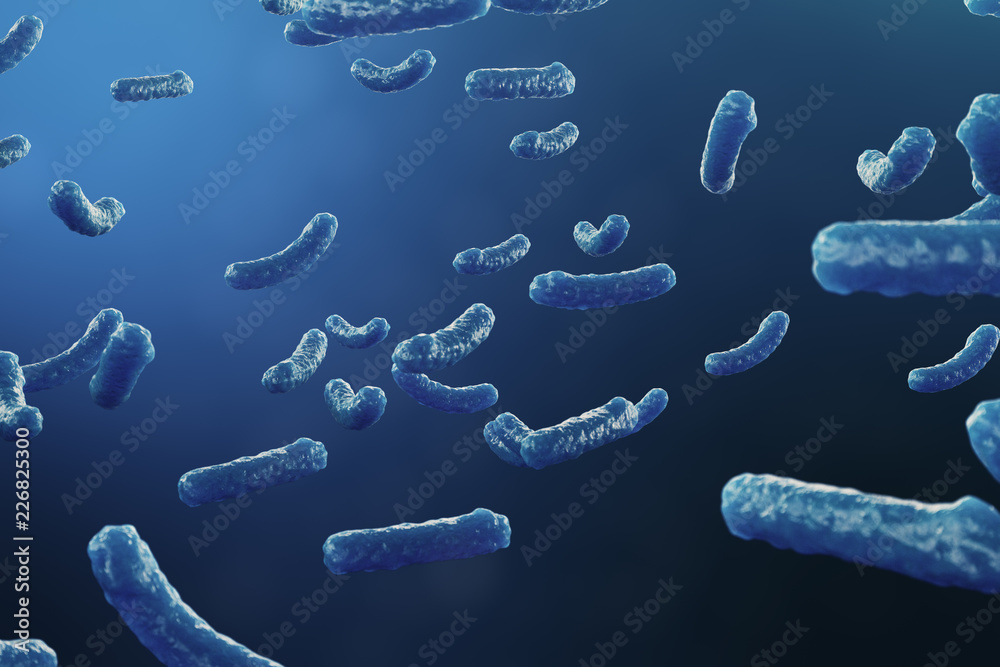 3D illustration virus backgorund. Virus influenza, hepatitis, AIDS, E ...
