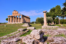 The Temple Of Athena Or Temple Of Ceres (about 500 BC) Is A Greek Temple Located In  Capaccio Paestum Italy