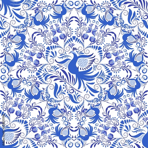 seamless-blue-and-white-pattern-background-of-circular-ornaments-with-birds-and-flowers-design-in-the-style-of-folk-painting-on-porcelain