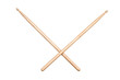 two crossed drumsticks on white background