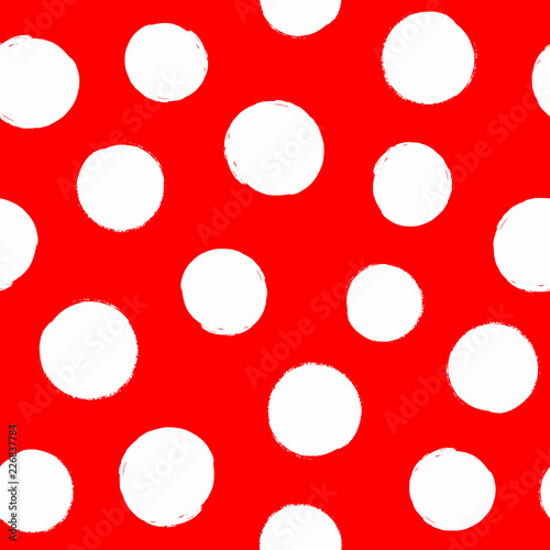 Irregular Polka Dot Drawn By Hand With Rough Brush Repeated White Round Spots On Red Background Sketch Watercolor Grunge Buy This Stock Vector And Explore Similar Vectors At Adobe Stock