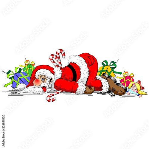 Santa Claus Exhausted Funny Character  