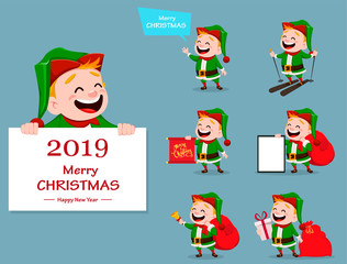 Sticker - Merry Christmas. Funny Santa Claus helper