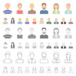 Avatar and face cartoon icons in set collection for design. A person s appearance vector symbol stock web illustration.