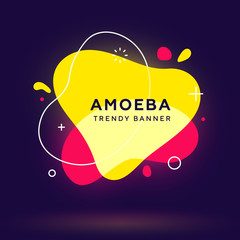Poster - Modern abstract neon vector banners. Flat geometric shapes of different colors with white outline in memphis design style. Template ready for use in web or print design.