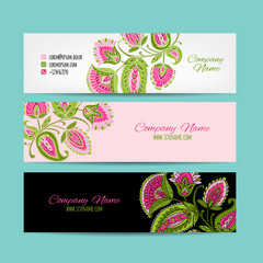 Wall Mural - Business cards design, floral background