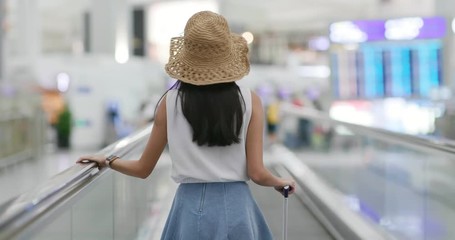 Poster - Woman go travel in the airport