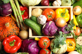 Fototapeta Kuchnia - Many fresh ripe vegetables as background. Organic food