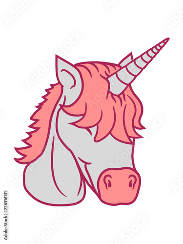 Einhorn Pferd Horn Unicorn Fabelwesen Pony Reiten Gesicht Kopf Madchen Comic Cartoon Clipart Stock Illustration Adobe Stock