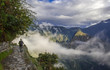 Blue cloudy sky above the ruins of Machu Picchu in Peru