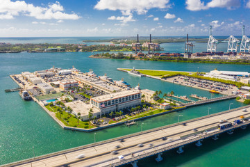 Wall Mural - Aerial image Miami Beach US Coast guard base station