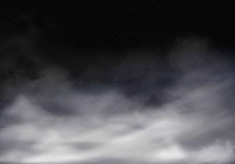 vector 3d realistic illustration of fog, grey mist or cigarette smoke. translucent smog isolated on 