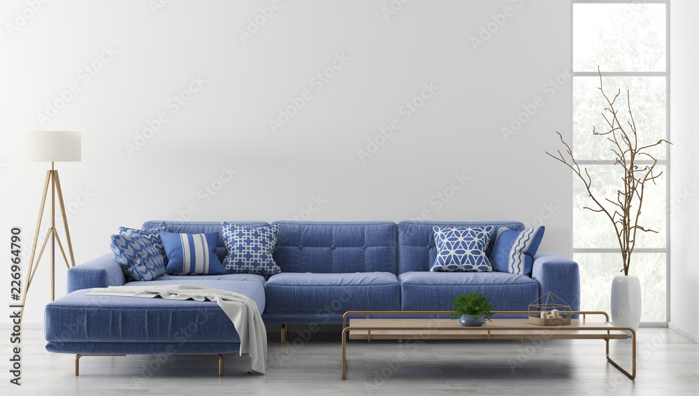 Interior of modern living room with sofa 3d rendering Stock ...