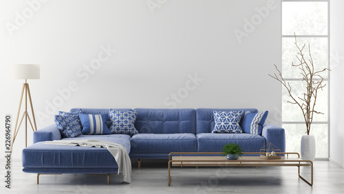 Interior of modern living room with sofa 3d rendering Tableau sur Toile