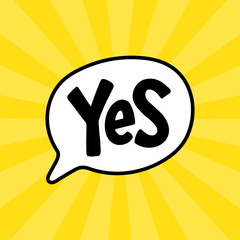 Aufkleber - Yes word text on talk shape. Vector illustration speech bubble