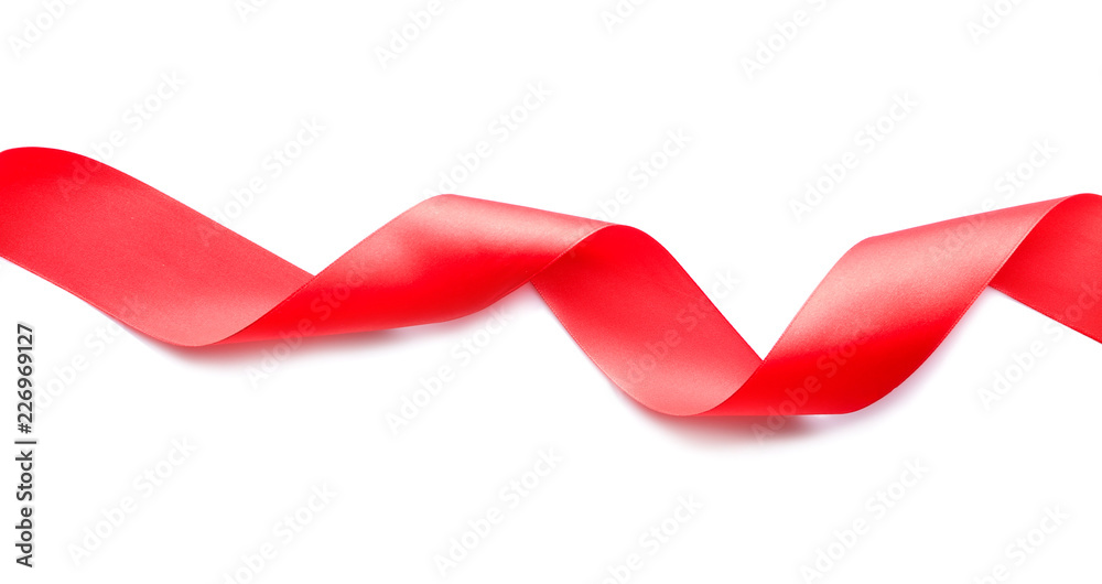 Red ribbon on white background