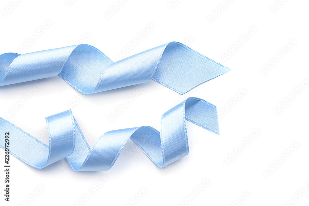 Beautiful blue ribbons on white background