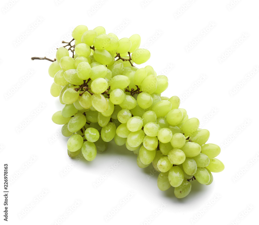 Ripe juicy grapes on white background