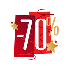 Wall Mural - -70% / Pourcentage festif rouge et or