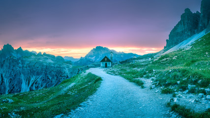 Wall Mural - pathway in drei zinnen or tre cime di lavaredo, dolomites italien alps