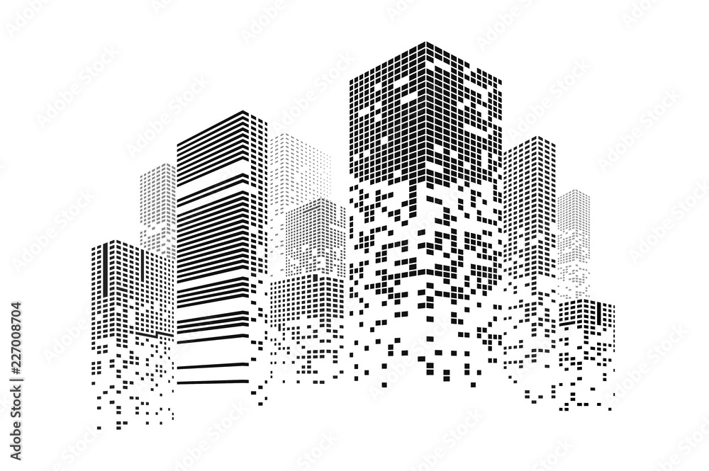 Building and city illustration. Illustration isolated on white background. Graphic concept for your design - obrazy, fototapety, plakaty 