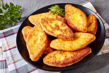 Poster - close-up of delicious fried cornbread pancakes