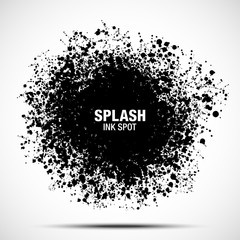 Wall Mural - splash ink spot. drops black texture isolated on white background. grunge abstract blot of splash sp