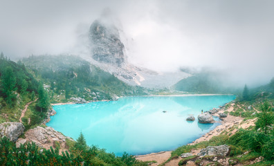 Wall Mural - lago di sorapis in national park dolomites