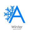 Logotipo letra A azul con estrella de frío 