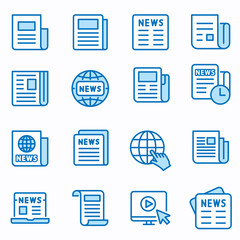 Poster - news flat line icon set. vector illustration. editable stroke.