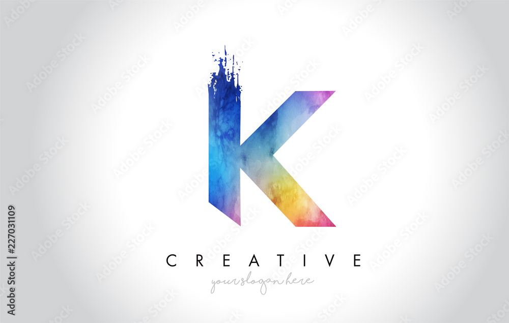 K Paintbrush Letter Design with Watercolor Brush Stroke and Modern ...