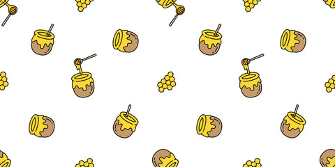 honey seamless pattern vector bear bee polar bear bakery bake jam food scarf isolated illustration tail background wallpaper