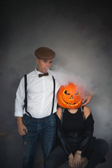 Poster - Unusual couple at the Halloween party