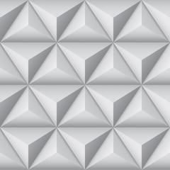 3d geometric pattern with pyramids. Abstract gray seamless background