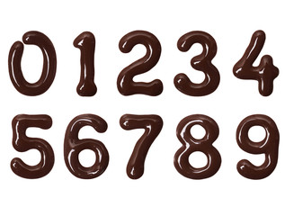 Wall Mural - Numbers made of melted chocolate in high resolution (part 2. Numbers)