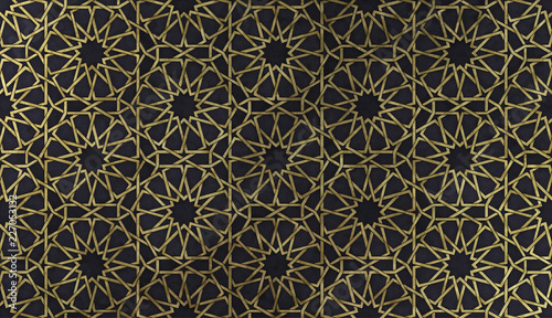 Photographie Islamic decorative pattern with golden artistic texture.