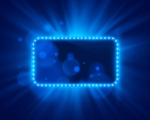 Wall Mural - Neon frame light color blue on a bright background. Vector illustration