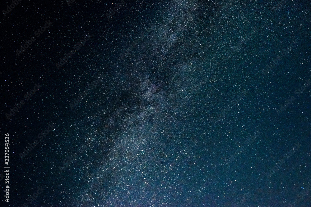 Night sky with stars and galaxy in outer space, universe background - obrazy, fototapety, plakaty 