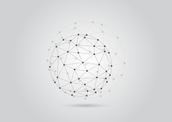 Wall Mural - Abstract background global polygonal with dots and lines. Vector social network and connecting concept.