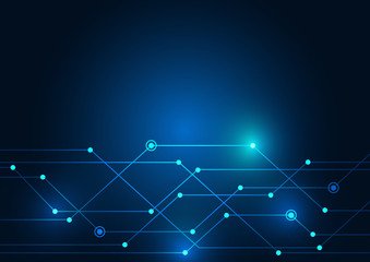 Wall Mural - Abstract background blue color technology concept. Vector illustration dots and lines social network and connecting.