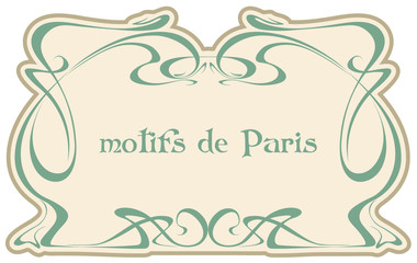 Motives Paris. Art nouveau. Vector isolate element. Vintage frame. Wedding invitation, birthday cards.