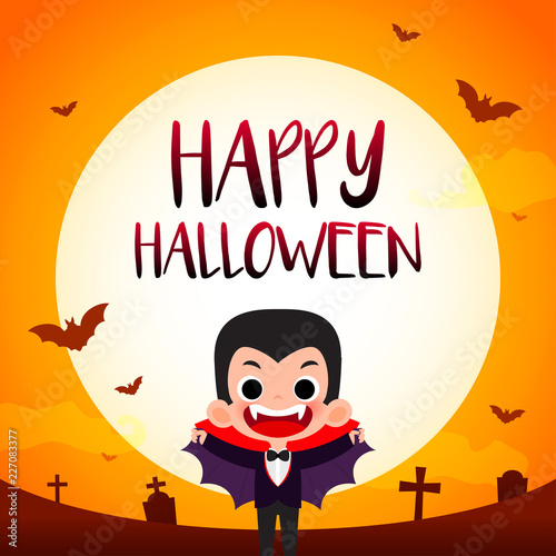 Fotografie, Obraz Happy Halloween greeting card vector illustration