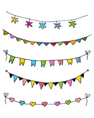 Set of hand drawn sketch garlands.