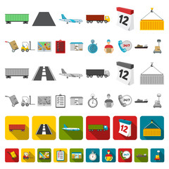 Logistics service cartoon icons in set collection for design. Logistics and equipment vector symbol stock web illustration.